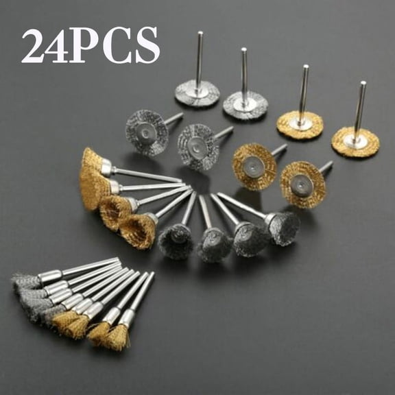 24Pcs Steel Brass Wire Brush Wheels Set Drill Polishing Tools 3Mm Shank For Power Die Grinder Rotary Electric Abrasive Tools