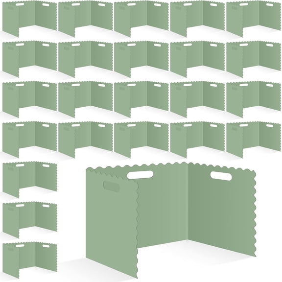 24Pcs Student Desk Privacy Boards Sage Green Scalloped Classroom Desk Divider Back to School Wavy Edges Privacy Shield Folder Screen Partition for School Teacher Student Test Favor