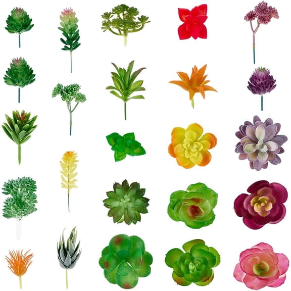 24Pcs Succulent Plants Bulk Artificial Cactus Unpotted Realistic Plastic Succulents Greenery for Indoor Outdoor Home Office Wedding