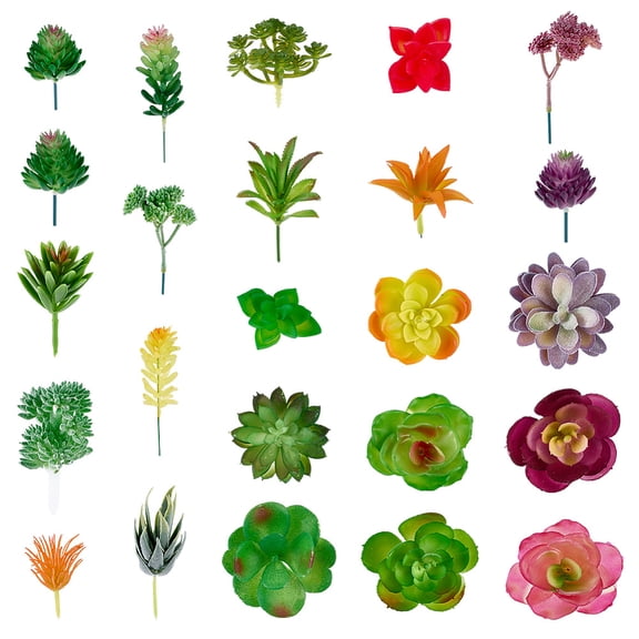 24Pcs Succulent Plants Bulk Artificial Cactus Unpotted Realistic Plastic Succulents Greenery