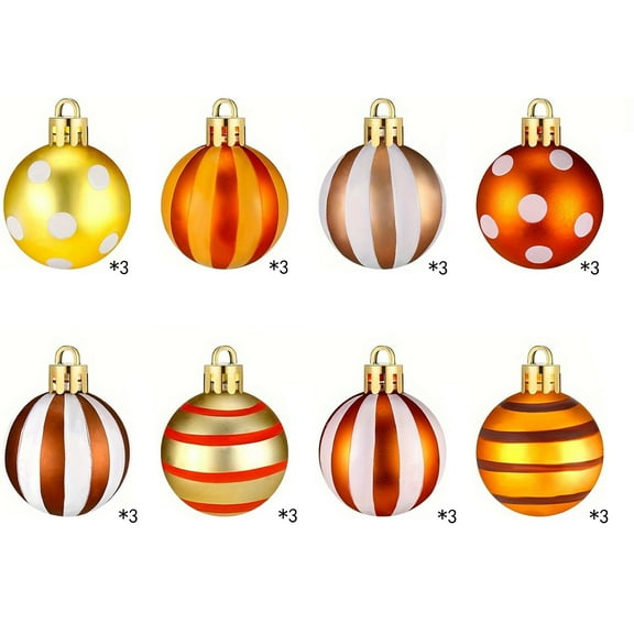 24Pcs Thanksgiving Christmas Hanging Ball Ornaments Orange Tone For Tree Wreath Decor 1Inch