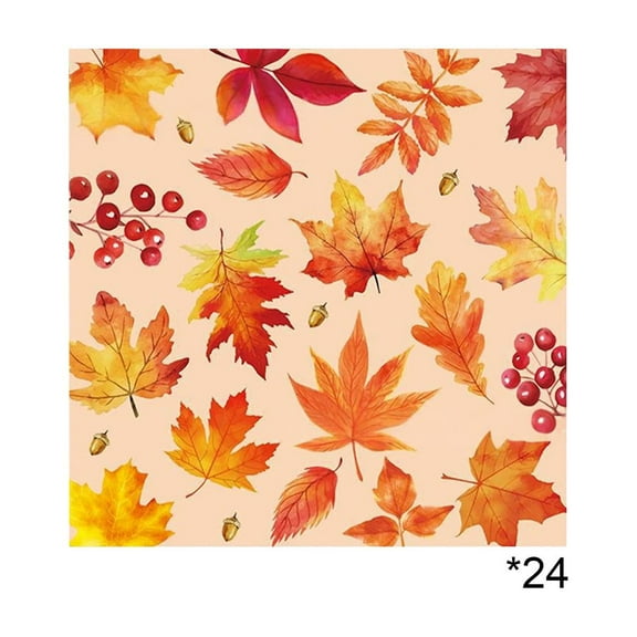 24Pcs Thanksgiving Disposable Tableware Serve Paper Plates Napkins Cups Maple Leaf Balloons Banners Plastic Tablecloths dinnerware for Fall Thanksgiving Party Supplies