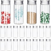 24Pcs Tiny Jars with Aluminum Screw Cap 30ml Mini Glass Jars Glass Vial Small Vials Glass Bead Bottles Clear Glass Sealed Bottles for Liquid Plants DIY Crafts Party Favors Beads Storage 1box