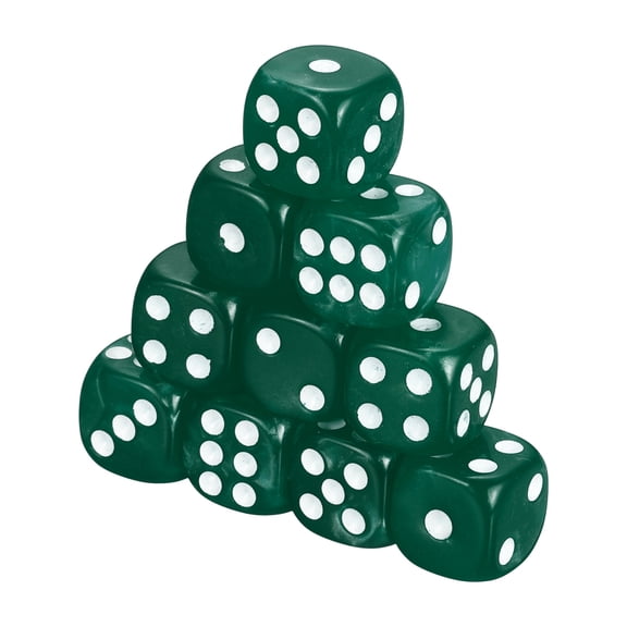 24Pcs Translucent Polyhedral Dice 12mm Square Dice W Rounded Edge, Dark Green