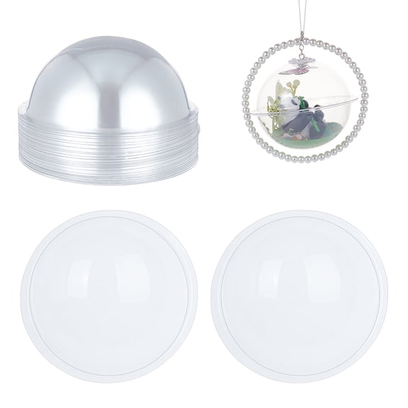 24Pcs Transparent PVC Display Dome Plant Terrarium Decor Half Round for DIY Display Case Wish Bottle Clear 89x38mm Inner Diameter: 80mm