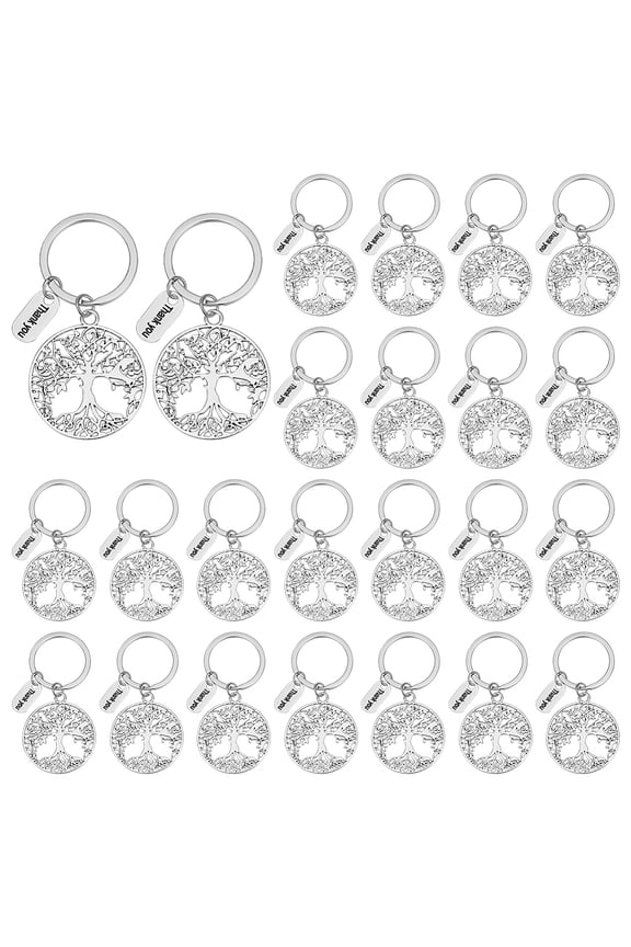 24Pcs Tree Of Life Thank You Keychain Fashion Keychain Graduation Season Teachers Day Thanksgiving Friendship Keychains Employee