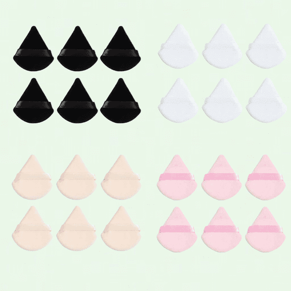 24Pcs Triangle Powder Puffs, Soft Velour Face Makeup Powder Pads, Reusable Sponges for Setting Makeup, Loose Powder Application