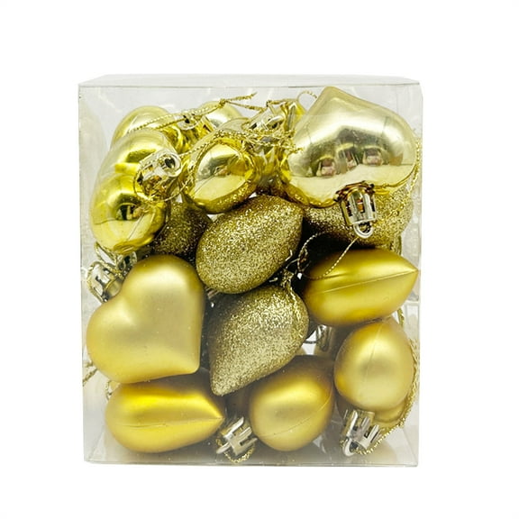 24Pcs Valentine Decorations Heart Ornaments,PVC Heart-shaped Hanging Decor for Christmas Tree,Chair Covers & Stair Railings,Enhance Holiday Spirit for Home,Parties & Romantic Celebration-Gold