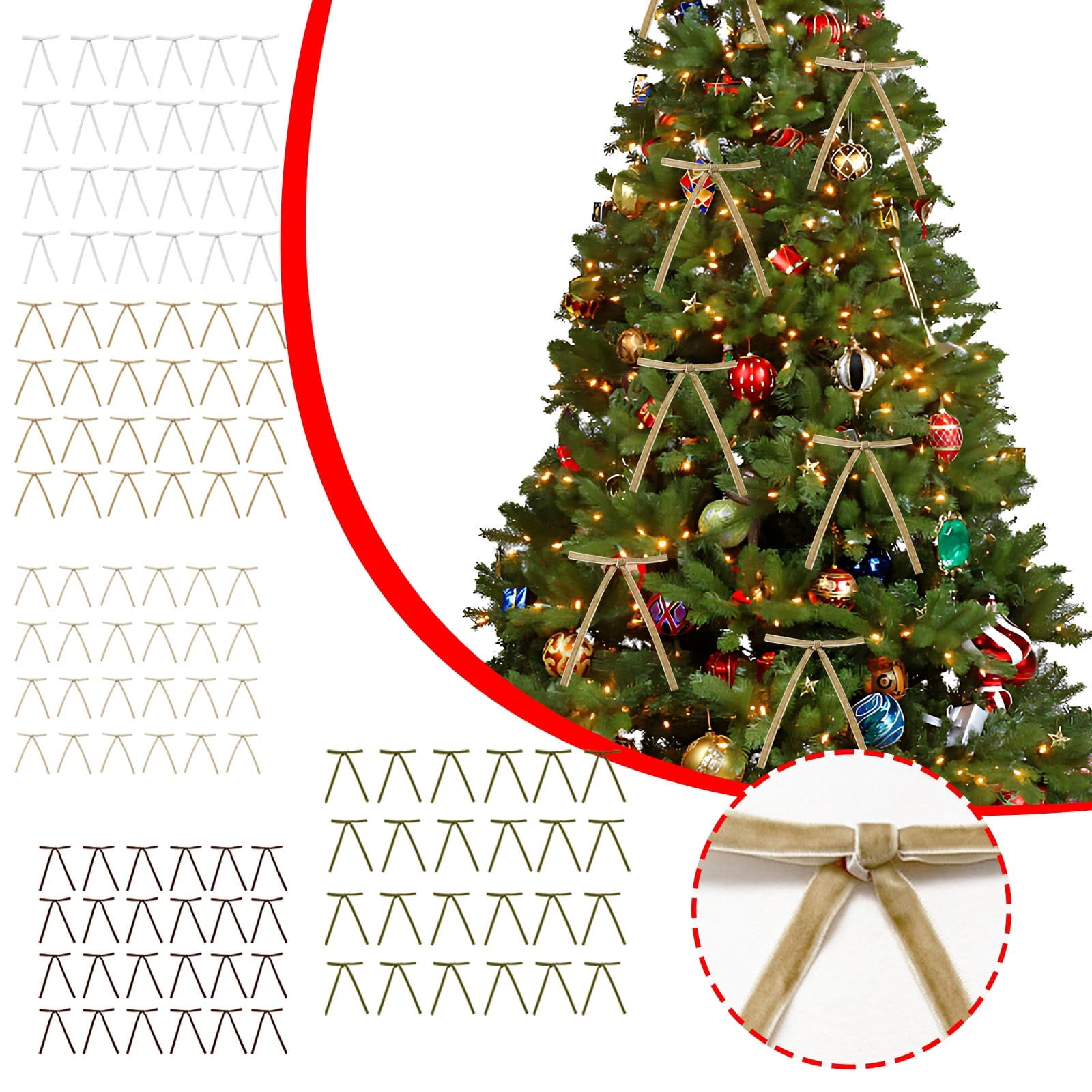 24Pcs Velvet Christmas Tree Bow Decoration