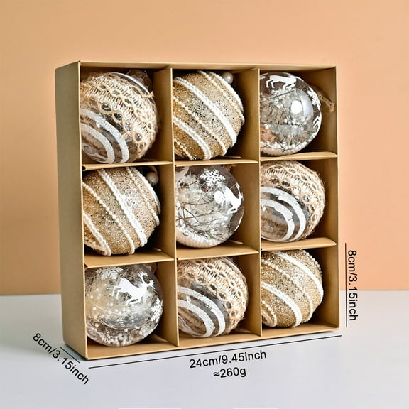 24Pcs Velvet and Flocked Ornaments, Flocking Velvet Diamond Sequin Christmas Balls with Rustic Farmhouse Design,Shatterproof Hand-Painted Xmas Decor for Tree and Wedding,Clear and Champagne Colors