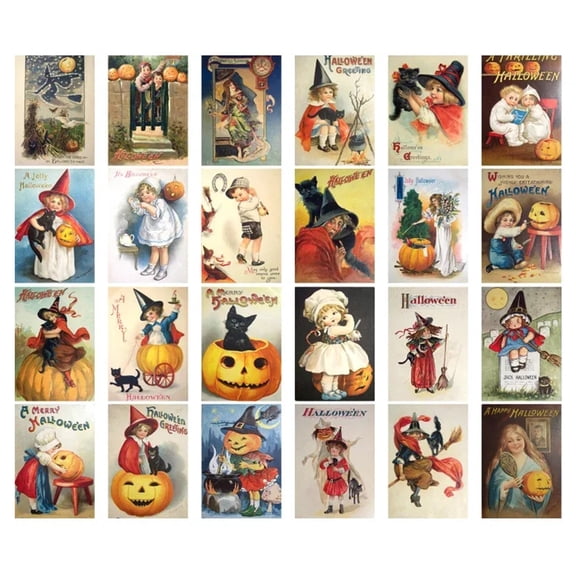 24Pcs Vintage Halloween Postcards Pumpkin Writting Cards Creative Decorative Halloween Gift Cards for Children Girls Boy