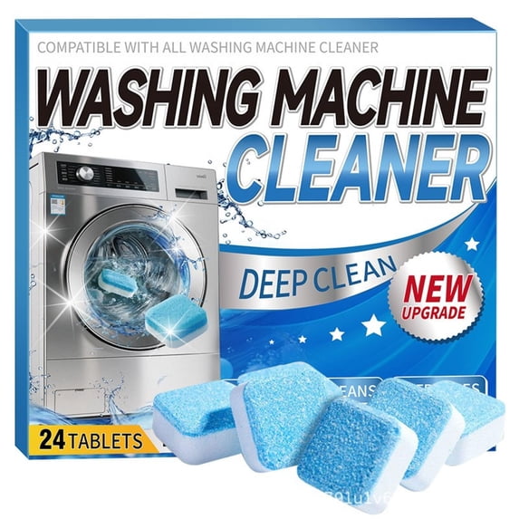 24Pcs Washing Machine Cleaner Tablets, Deep-Action Descaler & Deodorizer for Front/Top-Load HE Machines, Septic-Safe Drum & Tub Treatment