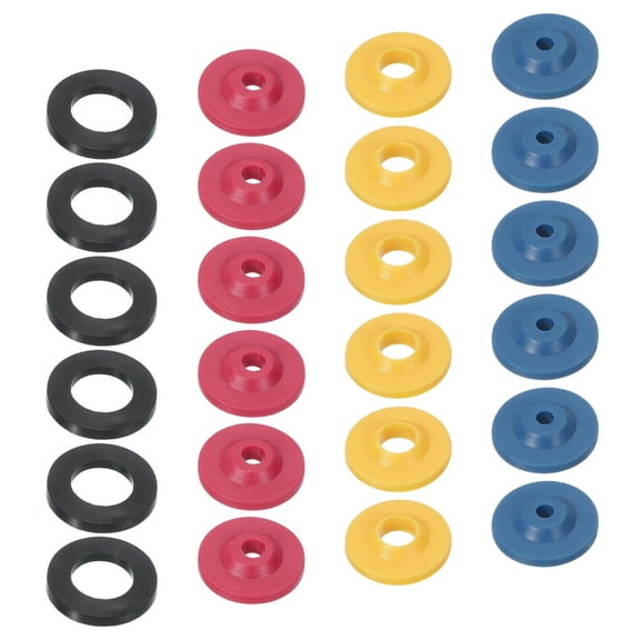 24Pcs Water Flow Restrictor, 0.73" Dia Shower Flow Reducer, Shower Hose Flow Control Valve for Home Bathroom Toilet Hotel (Blue, Yellow, Red, Black)