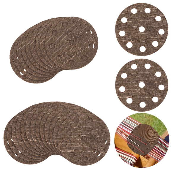 24Pcs Weaving Cards 2.17Inch Flat Round Wood Tablet Weaving Cards 10 Holes Loom Cards Handmade Weaving Tool Weaving Supplies Coconut Brown