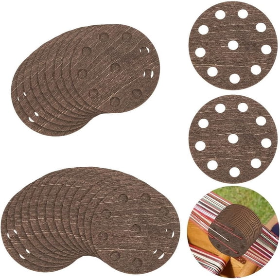 24Pcs Weaving Cards 2.17Inch Flat Round Wood Tablet Weaving Cards 10 Holes Loom Cards Handmade Weaving Tool Weaving Supplies for Knitting Loom or Inkle Loom Accessories Coconut Brown Red