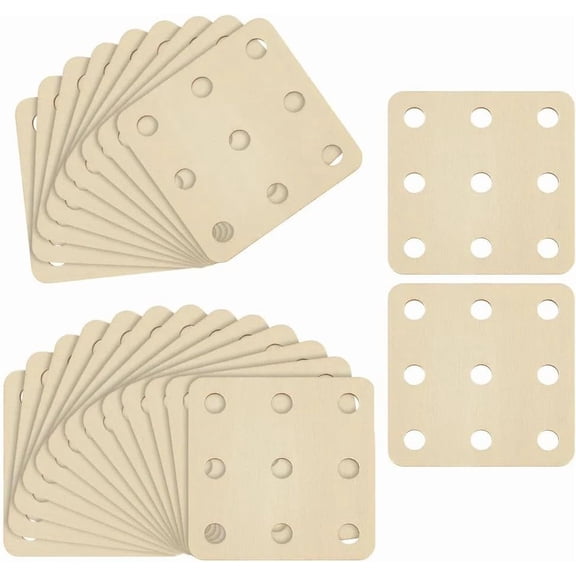 24Pcs Weaving Cards 2.17x2.17" Square Wood Tablet Weaving Cards 9 Holes Loom Cards Handmade Weaving Tool Weaving Supplies