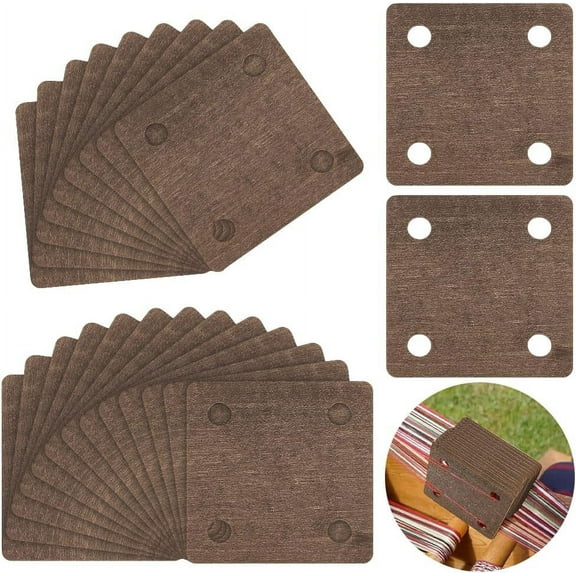 24Pcs Weaving Cards 2.17x2.17Inch 4 Holes Square Loom Cards Wood Tablet Weaving Cards Handmade Weaving Tool Weaving Supplies for Knitting Loom or Inkle Loom Accessories Coconut Brown