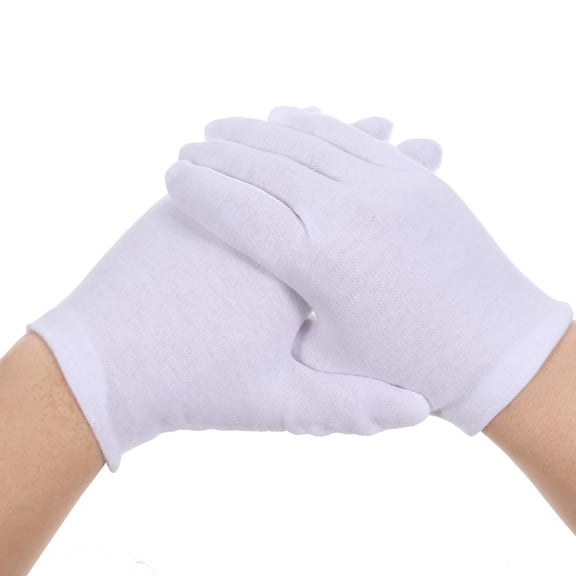 24Pcs White Cotton Gloves for Eczema Dry Hands Sleeping, Moisturizing Gloves Overnight Premium White Glove for for Men Women Handling Jewelry Film Work Photo Inspection