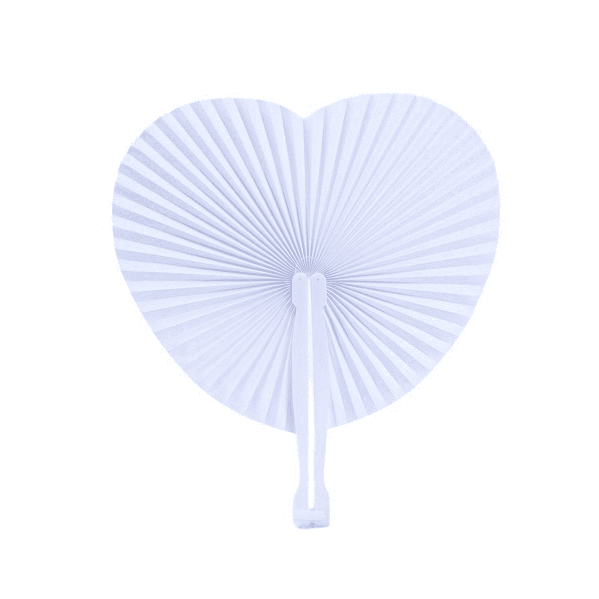 24Pcs White Folding Handheld Paper Fans Round Paper Fans with Plastic