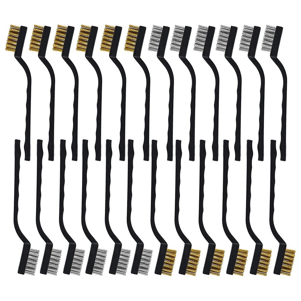 Buy Waycreat Wire Brush Set Copper Stainless Steel Wire Brush Nylon Wire Brush Set Curved Handle For Rust Removal With Bristle For Cleaning Welding Slag