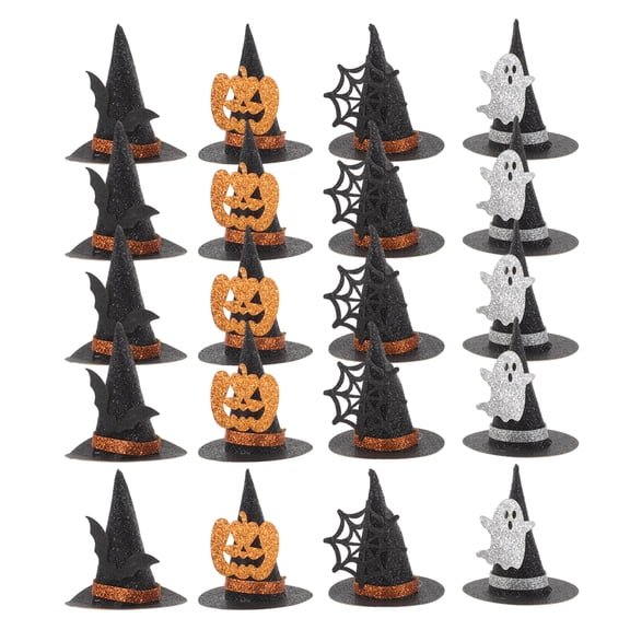 24Pcs Witch Hat Cupcake Topper Crown Cupcake Toppe Witch Theme Party Decorations