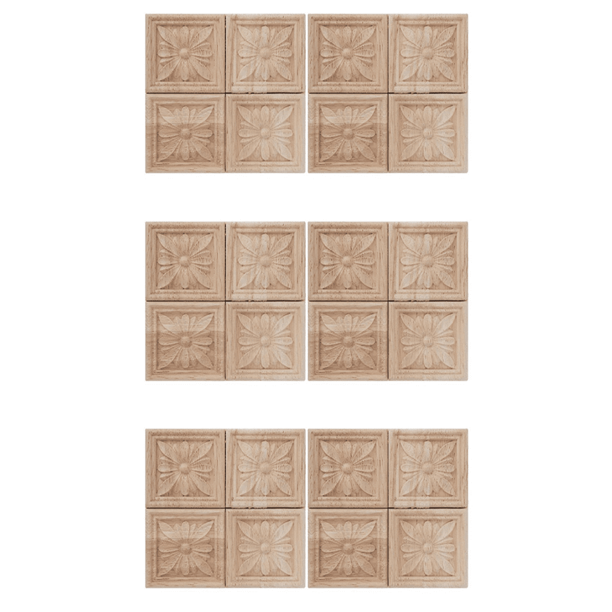24Pcs Wood Carved Applique Onlay Carving Checkered Unpainted Flower ...
