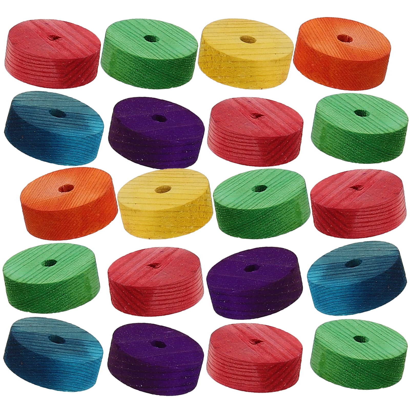 24Pcs Wood Colored Wheels Wooden Wheels for Craft DIY Car Toy Wheels