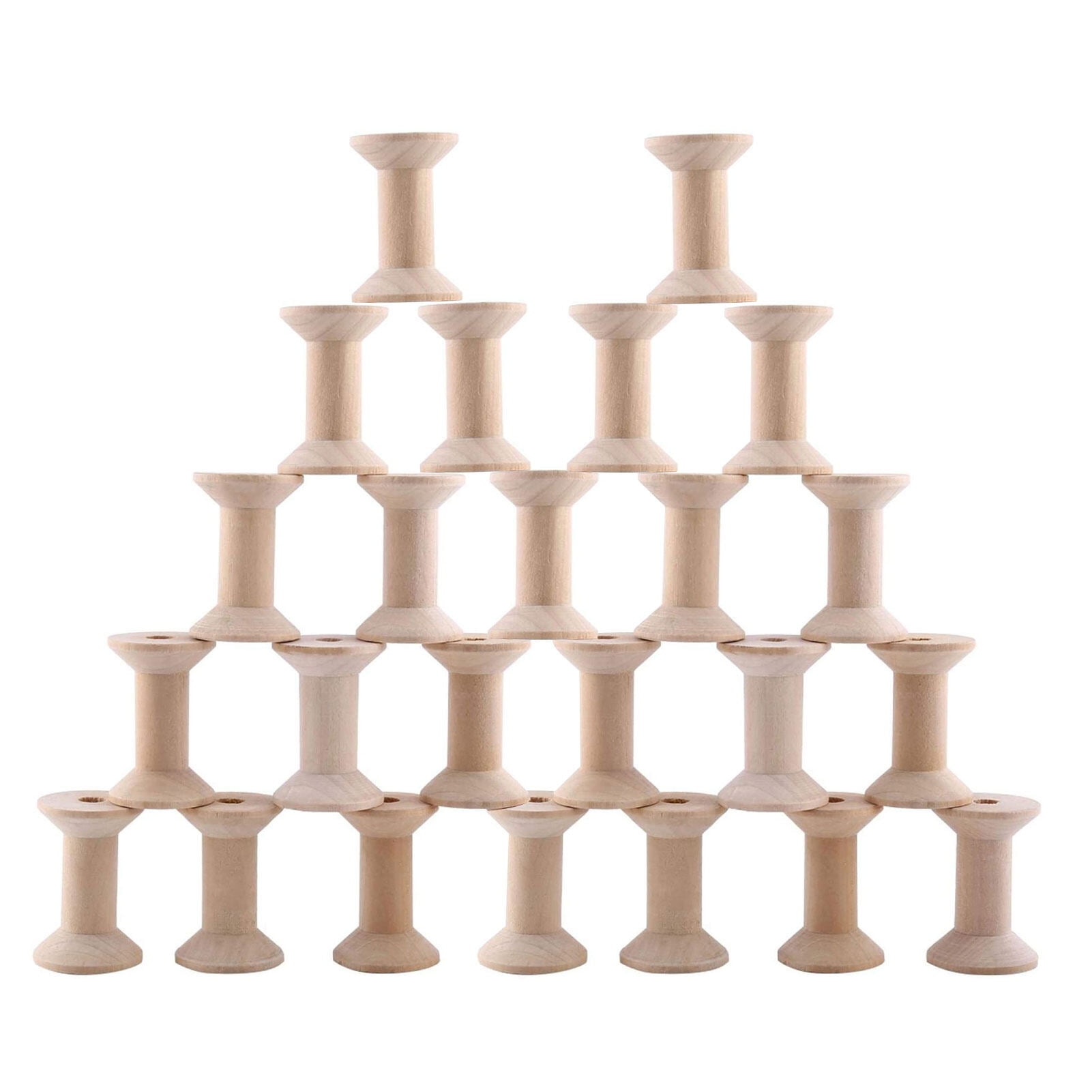 24Pcs Wooden Empty Thread Spools Large Unfinished Wood Spools Wire ...