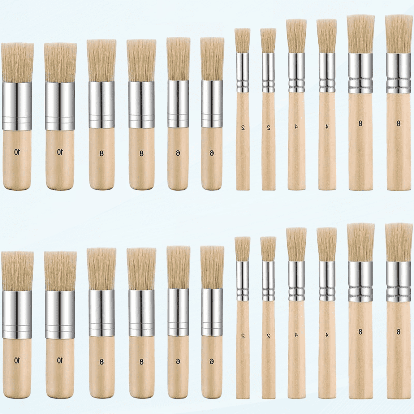 2 Pack Oil Acrylic Painting Brushes Round Wooden Handle Soft Bristles Great For Adults Boys And Girls Beige