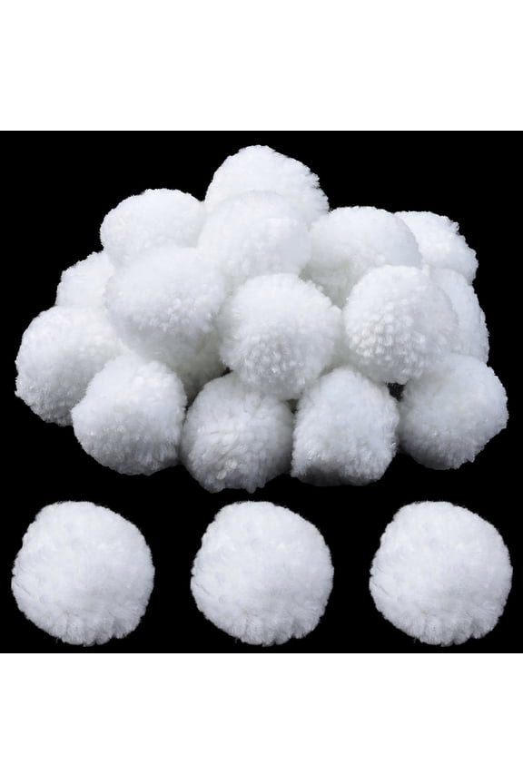 24Pcs Wool Soft Pompom Ball for Hats Shoes Scarves Bag Charms Accessories White 40mm 24pcs/set