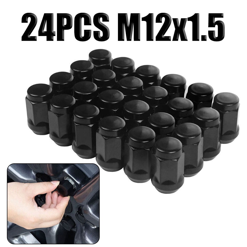 24PCS x1.5 Wheel Nuts Black Lug Nut Socket For LandCruiser Prado For