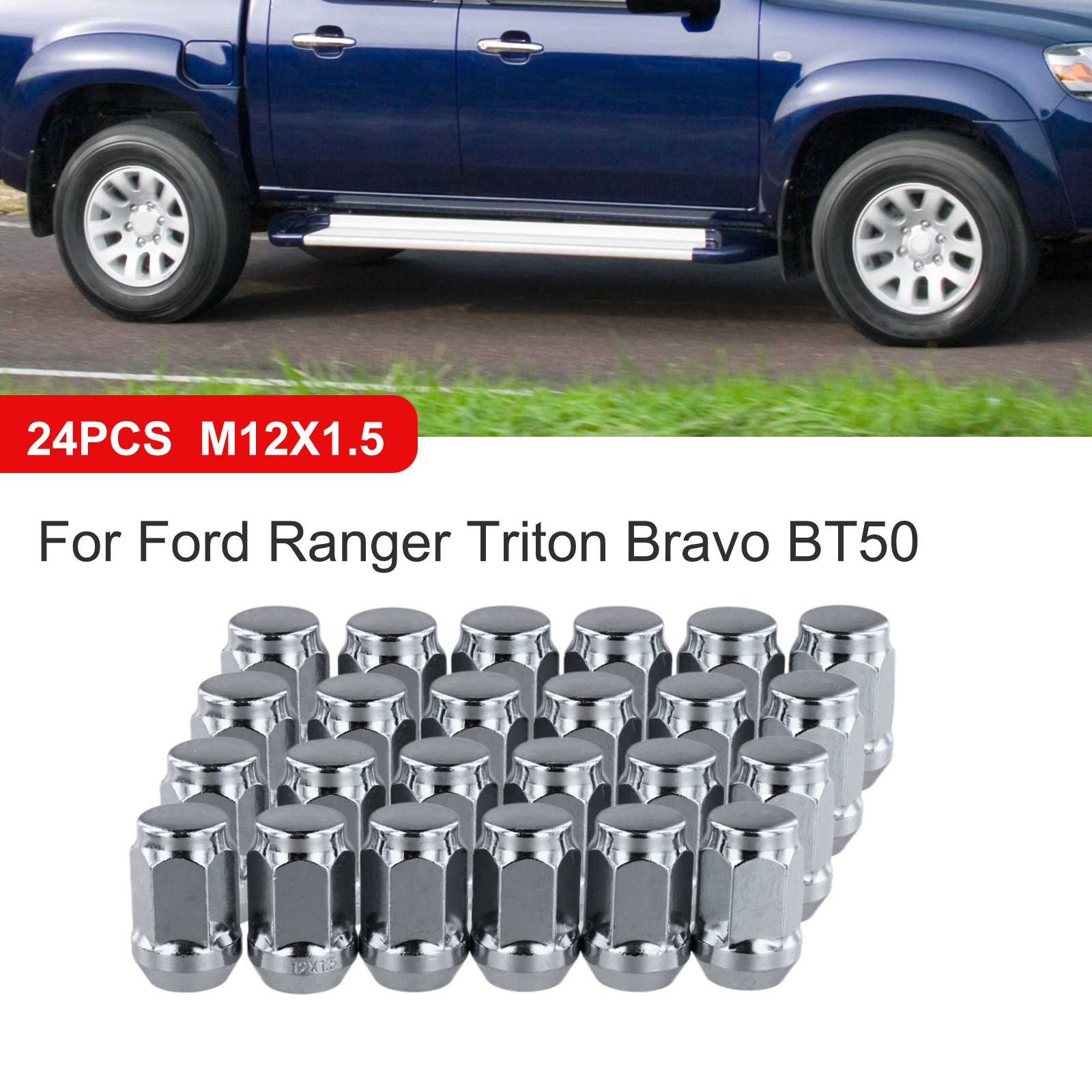 24PCS x1.5 Wheel Nuts silver Lug Nut Socket For LandCruiser Prado For
