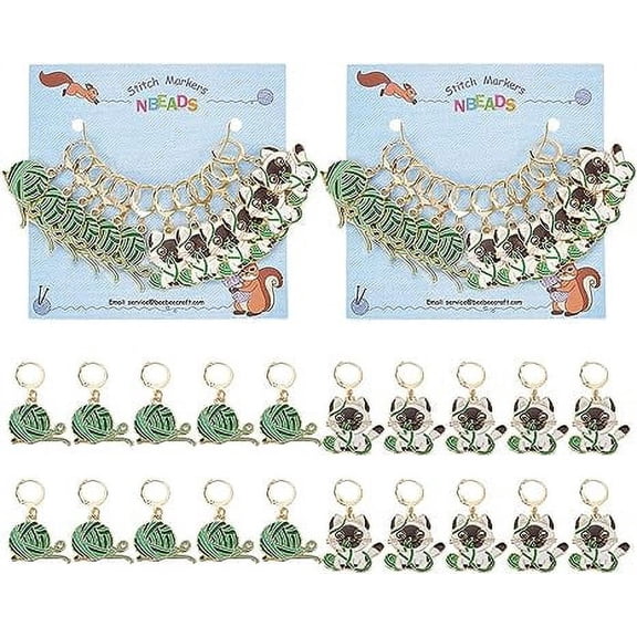 24Pcs Yarn Ball and Cat Stitch Markers, Alloy Enamel Crochet Stitch Marker Charms Removable Dangle Locking Stitch Marker for Knitting Weaving Sewing Accessories Quilting Jewelry Making