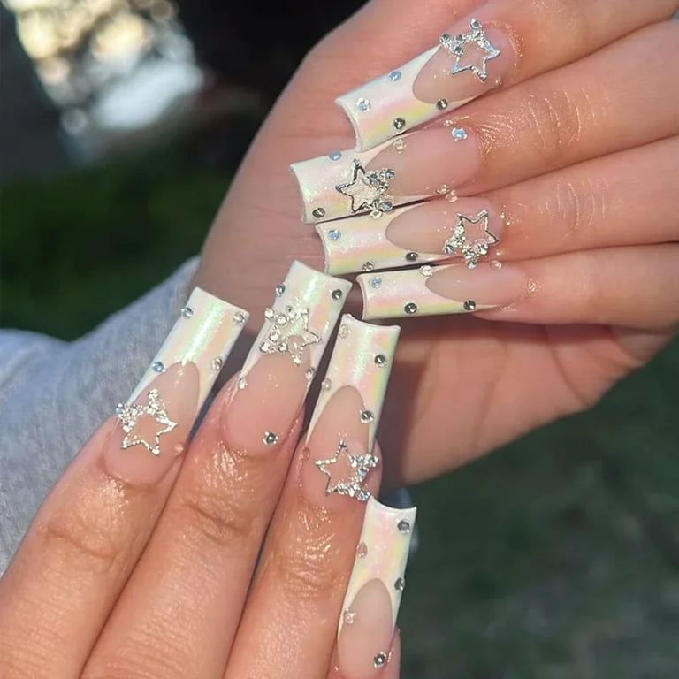 Yellow and White Butterfly Press on Nails