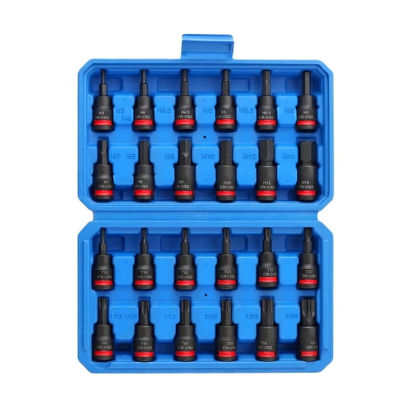 24PcsPack Heavy Duty 38Inch Square Drive Hexagonal Bit Socket Set For Mechanical And Furniture Assembly Applications