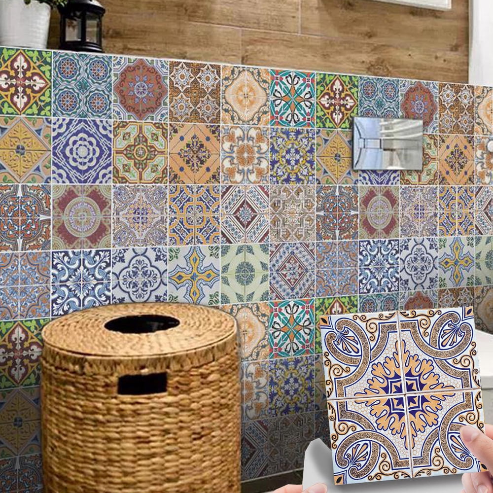 24Piece Peel and Stick Tile Wall Stickers 8"x8" Self-Adhesive Kitchen Backsplash Waterproof DIY Decals Vinyl Tiles