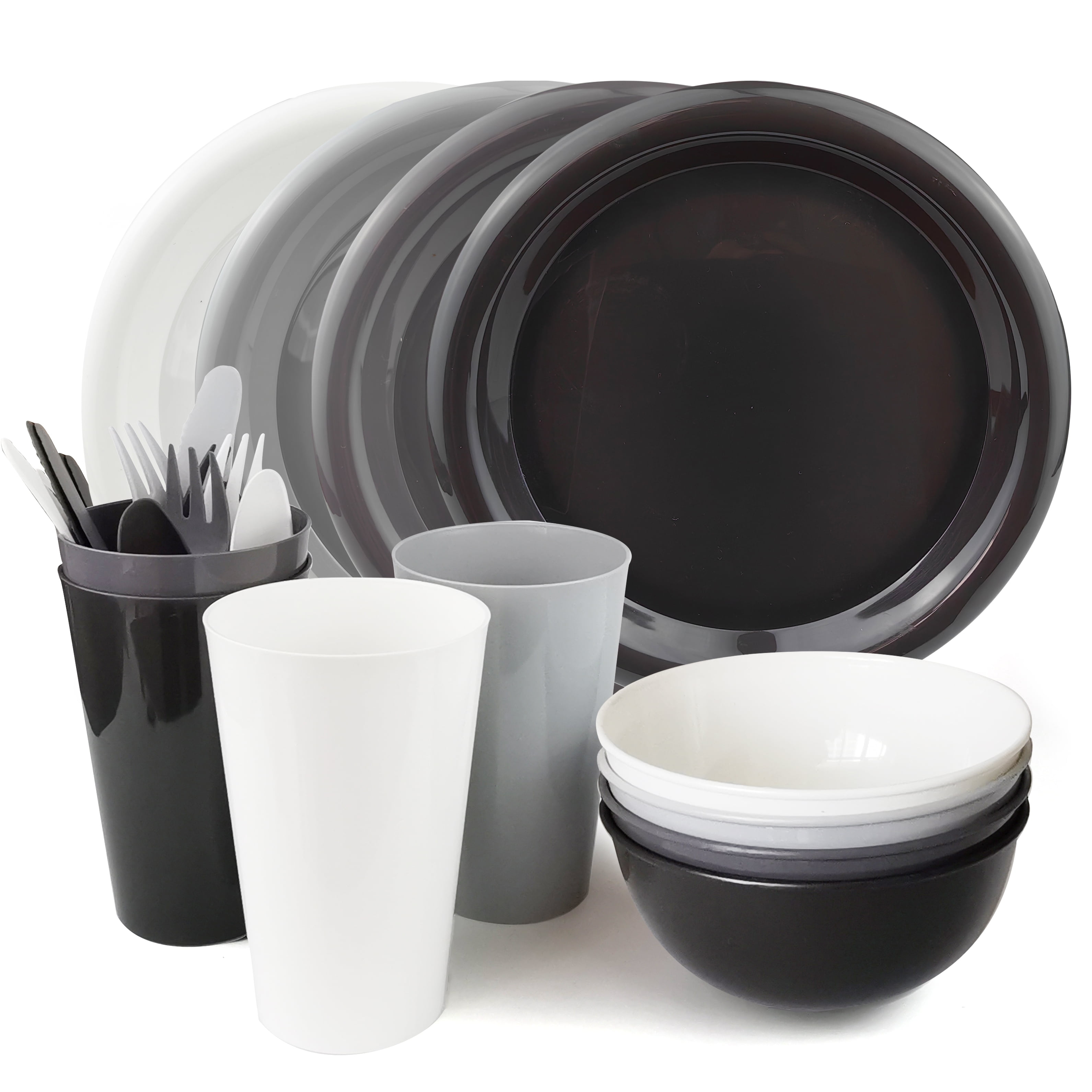 Plastic plates top and bowls set