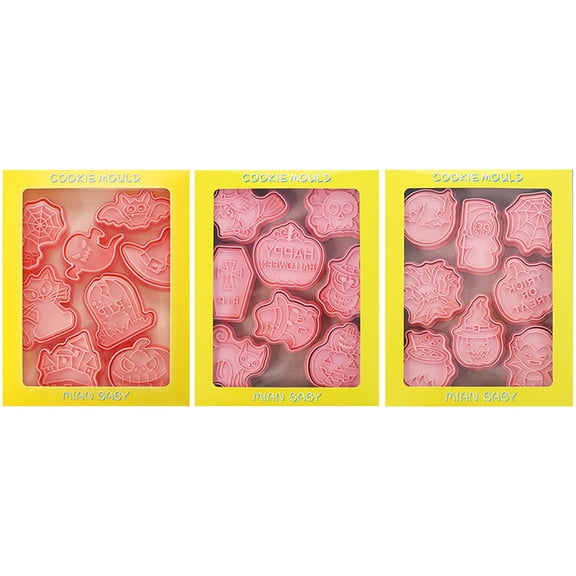 24Pieces Cookie Pressable Biscuit Cartoon Halloween Series Cookie Cookie Molds Gift for Children
