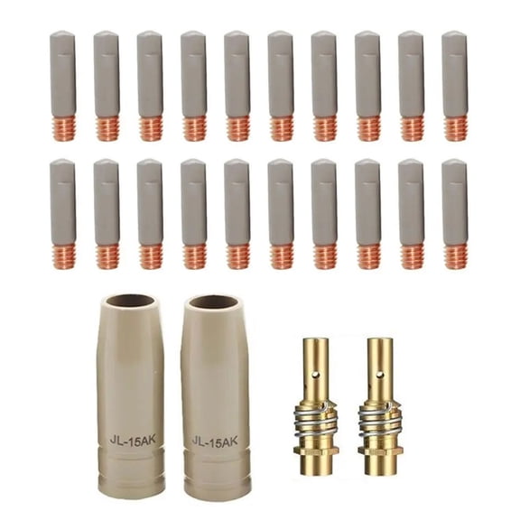 24Pieces Industrial Welding Nozzle Set Metal Coated Tips Optimized Shape for TIG 15AK Torches Stable Performances