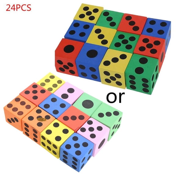 24Pieces Six Sided Dice Foam Dice 3.7mm Dot Dice for Math Teaching Board Game