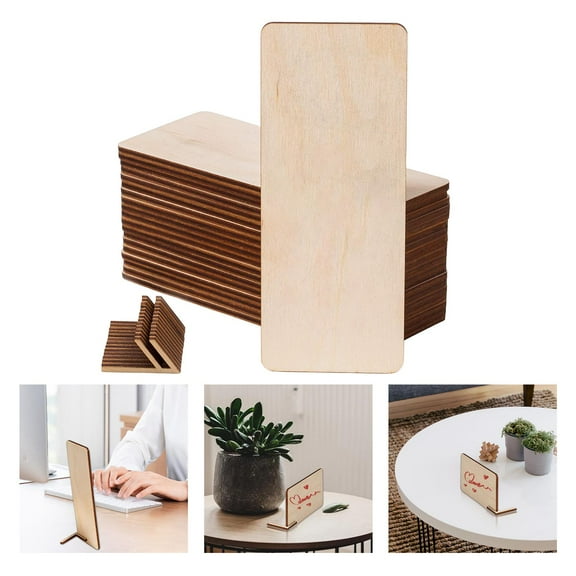 24Pieces Unfinished Hanging wooden sign Rectangle Wood Blank Plaque Hanging wooden sign for , Painting, Writing, Decoration, DIY Craft 5.7x14x3