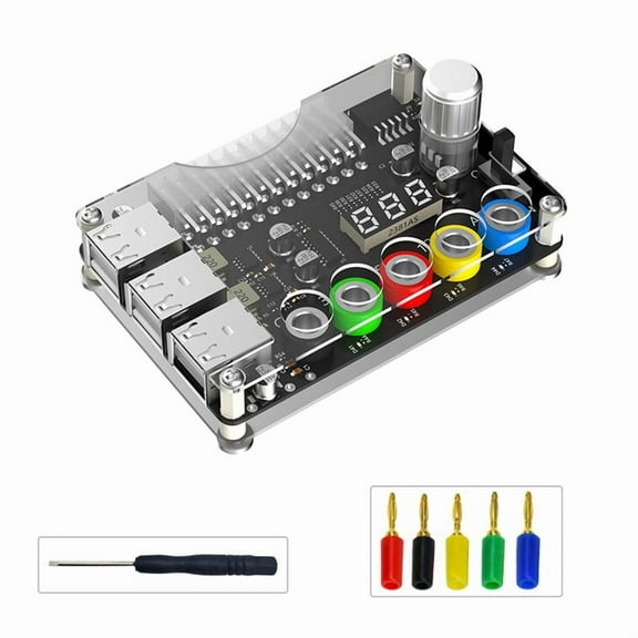 24Pin ATX Power Supply Breakout Board Power Module Adjustable Voltage Knob 6 Port USB 2.0 Supports QC2.0 QC3.0,1 * Power Module Kit,Black
