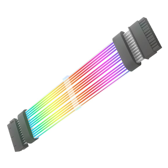 24Pin Power Extension Cable With Addressable ARGB, Soft Bendable Silicone, 5V3Pin Connectors For Computer PC Case