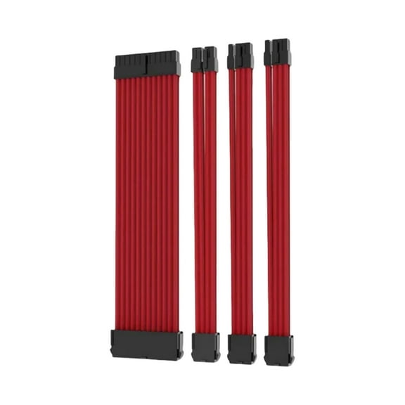 24Pin Power Supply Extension Cables with Combs, 30CM Sleeved 24Pin PCIE 6+2Pin 8Pin CPU 4+4Pin Extensions