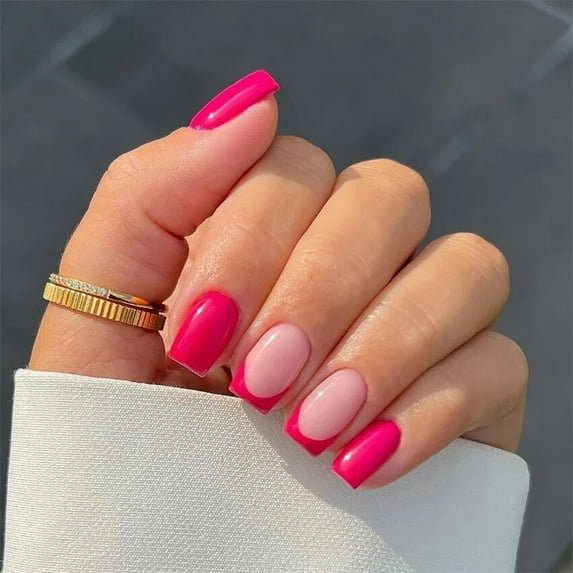 24Ps/Set Fake Nails Art Wearable Long Ballet False Nails Acrylic Press on Nails Full Cover Removable White Edge French Nail Fake