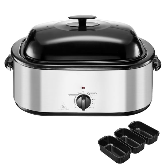 24QT Electric Roaster Oven with Adjustable Temperature,Buffet Server,and Self-Basting Lid for Turkey and Meals