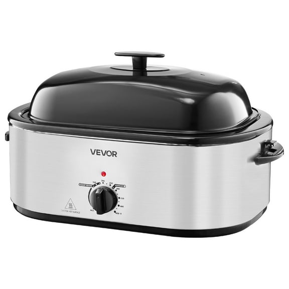 24QT Electric Roaster Oven with Self-Basting Lid & Buffet Server, Adjustable Temp 150-450°F, Defrost & Warm Functions – Ideal for Turkey