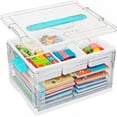 thumbnail image 1 of 24QT Large Clear Plastic Craft Organizer with Removable Tray & Adjustable Dividers, Foldable Storage Box with Handles for Art Supplies, Toys, Sewing, Books, Crayons, and Medicine, 1 of 7