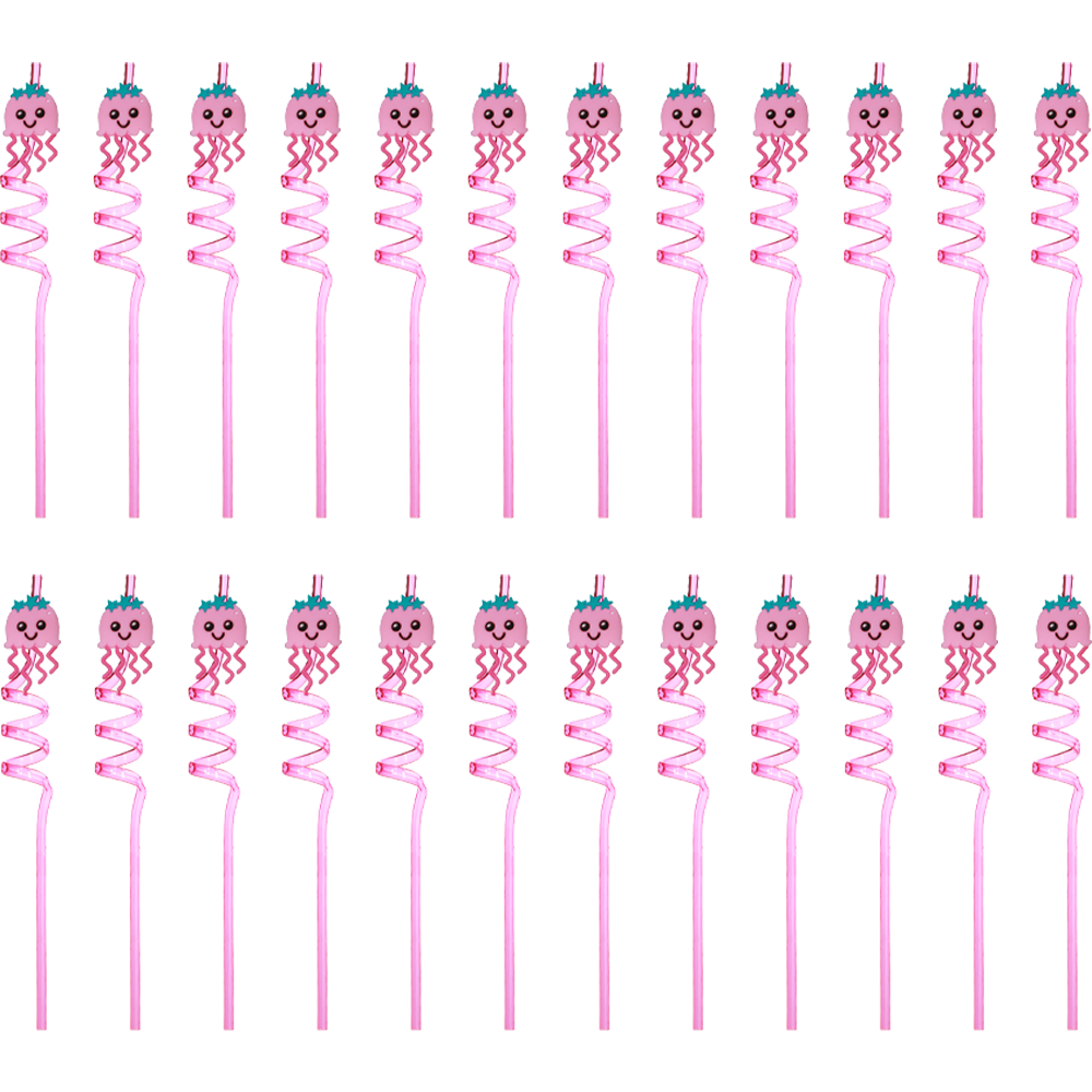 24Reusable Plastic Straws,Hawaiian Beach Cocktail Luau Party Decorations Supplies Favors