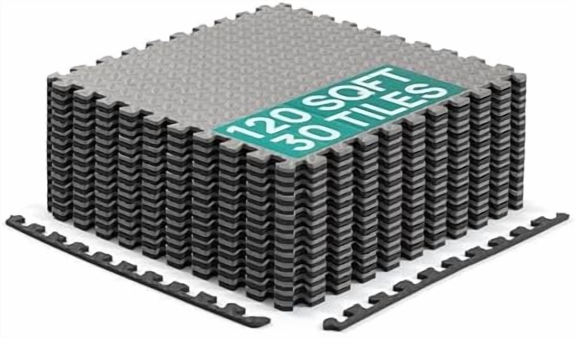 24SQFT-120SQFT Puzzle Exercise Mat for Home Gym, EVA Interlocking Foam Floor Tiles with Border for Workout Equipment Black,D. 7/16" Thick, 120SQFT